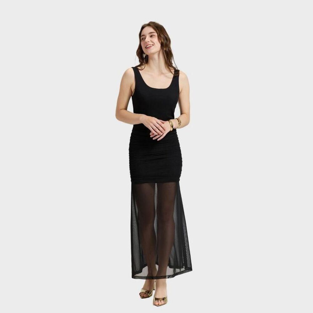 Women's Mesh Sheer Layer Maxi Dress - A New Day Black L - Picture 3 of 5